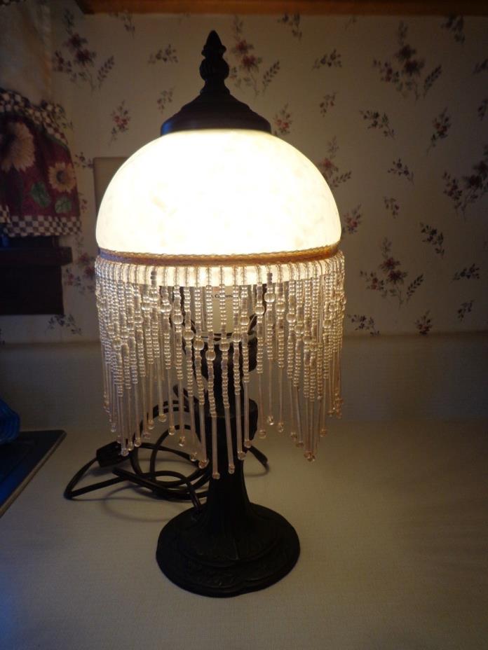 Antique Vintage Ornate Cast Iron Brass Bronze Electric Desk Dresser Lamp - Nice!