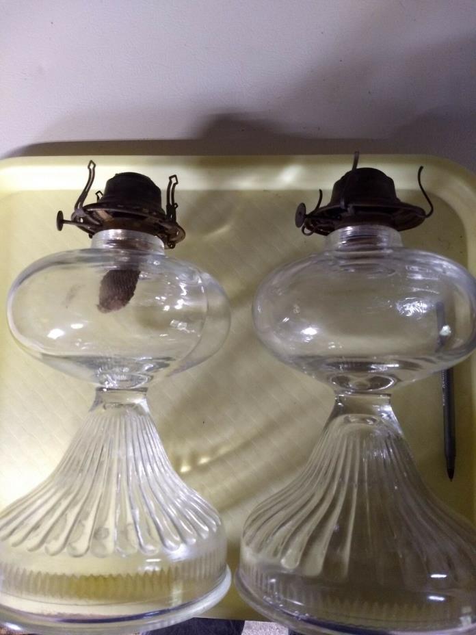Clear vintage glass oil lamps (2) nice pair of lamps