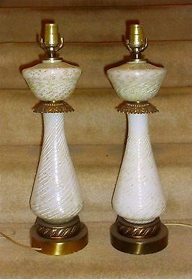 Pair Of Mid Century Modern BAROVIER & TOSO Table Lamps With Gold Silver Flecks