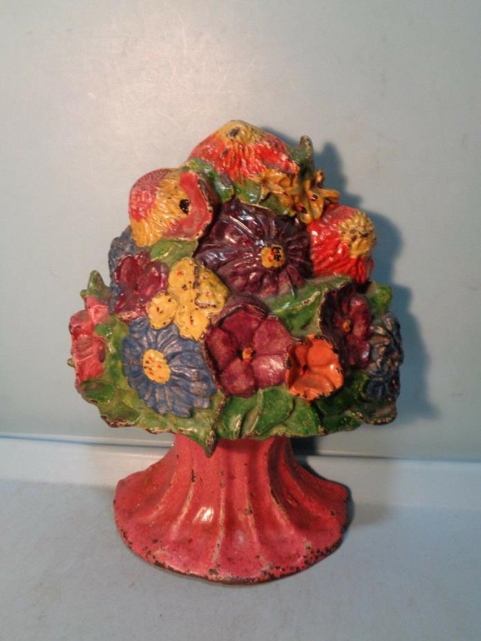 Mixed Flower's in Vase Cast Iron Doorstop 6 1/4