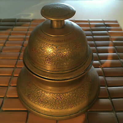 HUGE Vintage/Antique Brass India Elephant Table Bell w base 5 3/4
