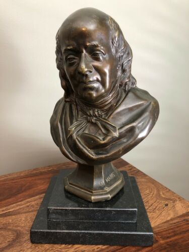 19th Century French Benjamin Franklin Bronze Bust Desire Pierre Louis Marie 1858