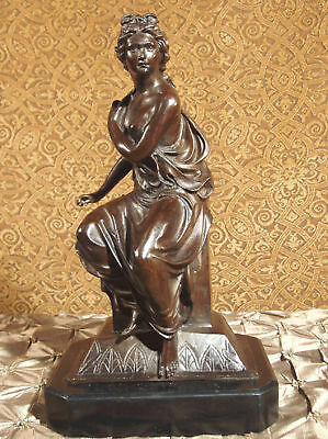 * Real Bronze Metal Statue on Marble Classical Female Woman Formal Roman Greek