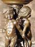 * Rich Bronze Metal on Marble Ornate Candlestick Children Babes Baby Gift Art