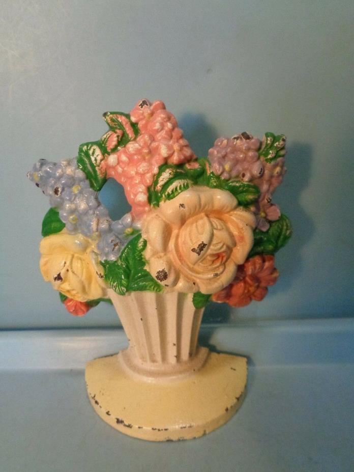 Mixed Flowers Cast Iron Bookend 5 1/2