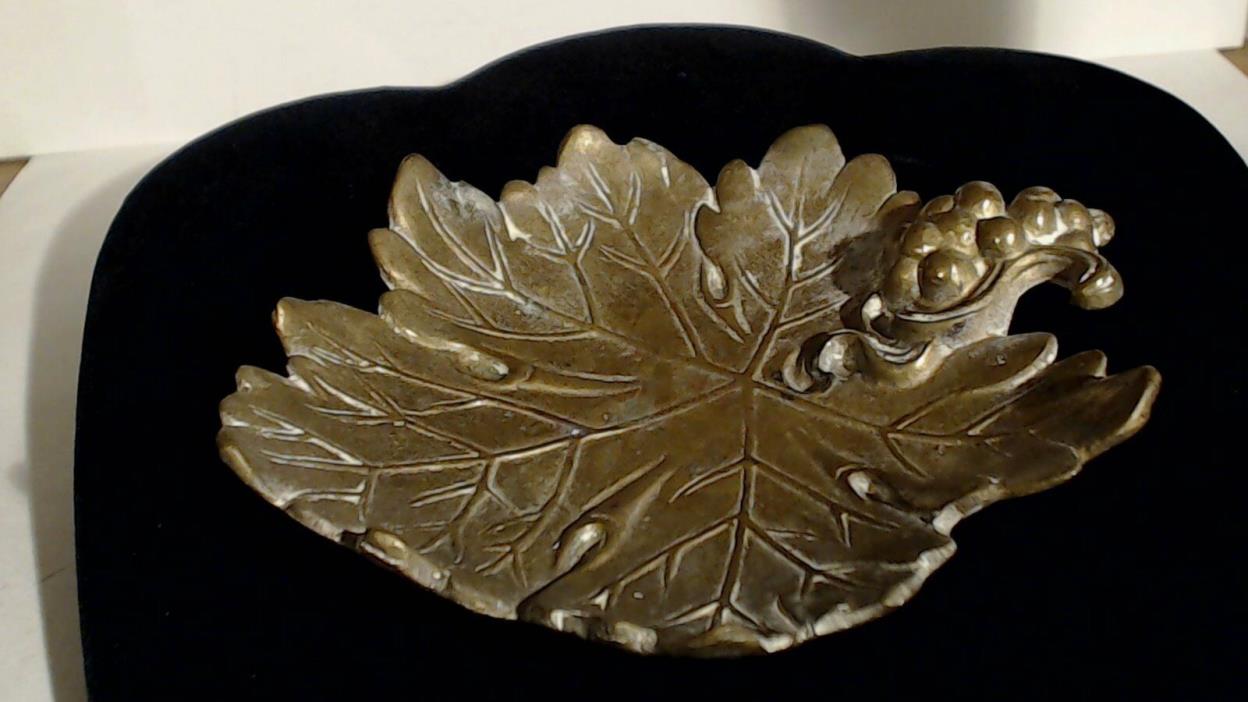 Brass Grape Leaf With Maker Marks Colonia Virginia