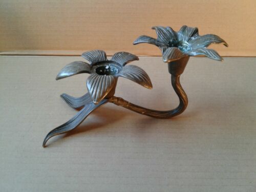 Flower leaf double candle holder candlestick heavy very unique and old