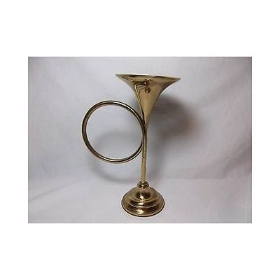 Vintage BRASS TRUMPET CANDLE HOLDER taper stick Horn w/ insert 9 1/4