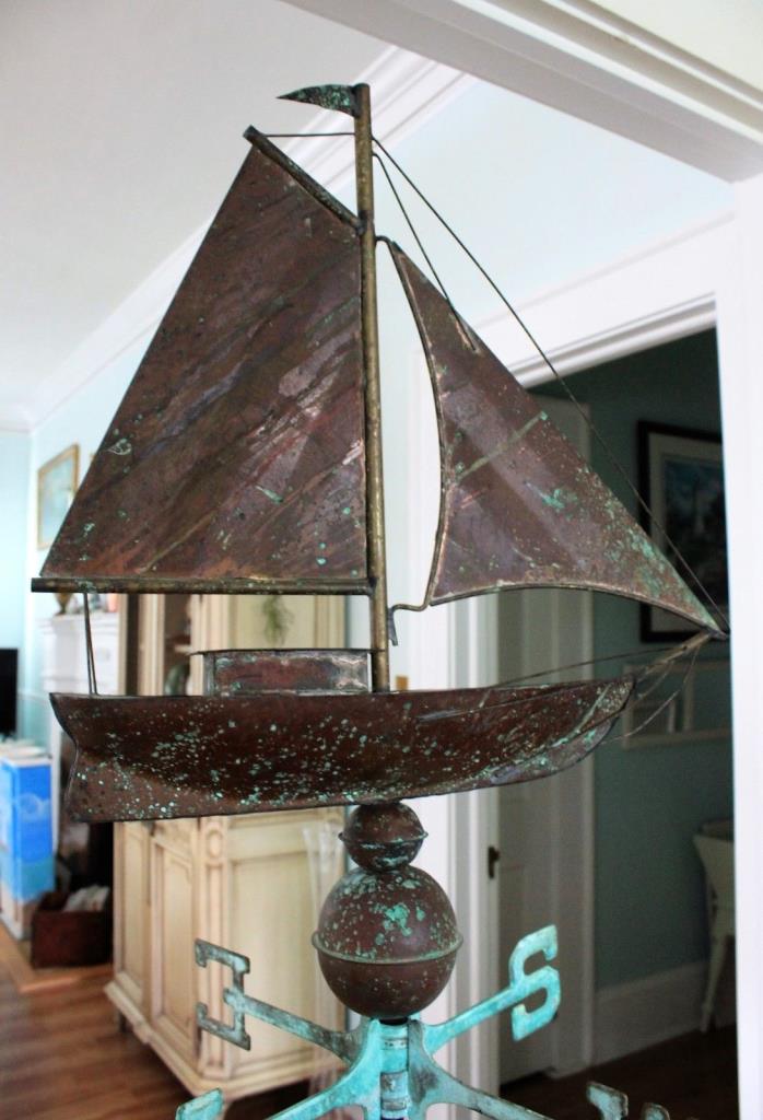 vintage most grand copper sail boat weather vane