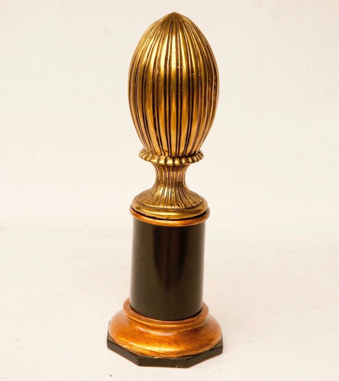 Large Architectural Solid Brass Finial on wooden base 16