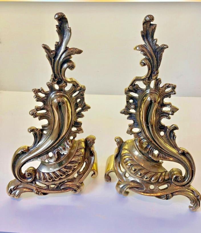 Antique French fireplace Chenet Andirons