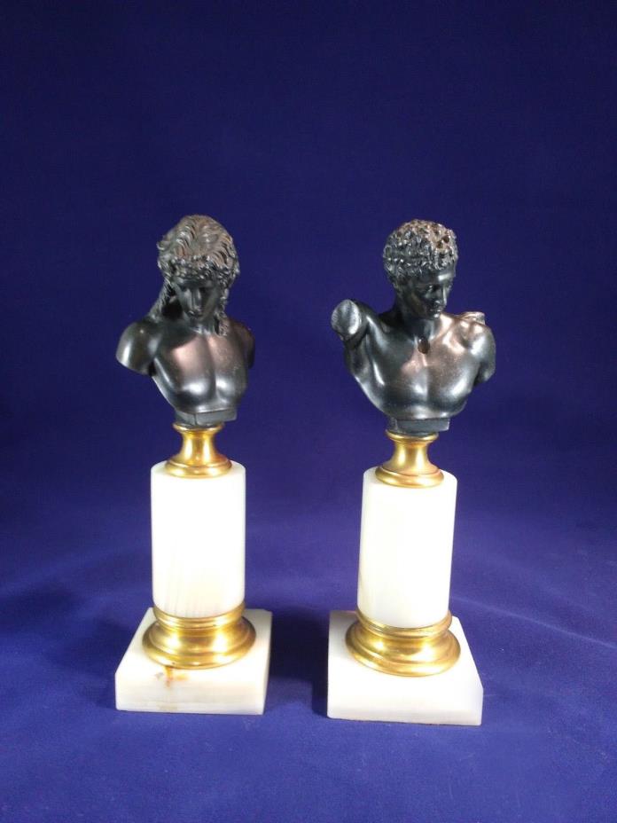 Gladenbeck bronze busts Eros - Hermes -NEOCLASSICAL-GREEK-ROMAN-GILT-ONYX-ORMOLU