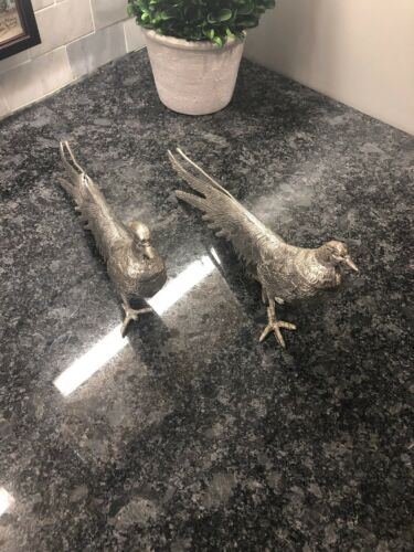Silver plated Table Pheasants Pair
