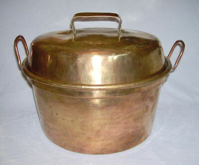 Beautiful+Uncommon All Brass LARGE COOKING POT w/Tin Lining+Dovetailing (14 Qt.)