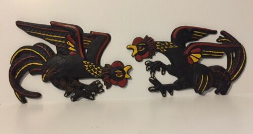 Painted Iron Fighting Roosters by Wilton