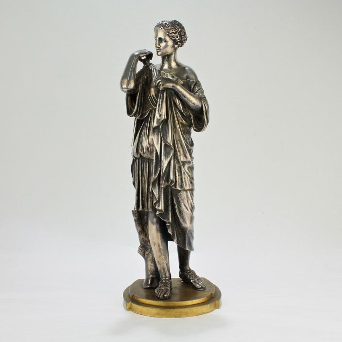 Diane De Gabies Silvered Grand Tour Bronze Sculpture by Gautier & Albinet - BR