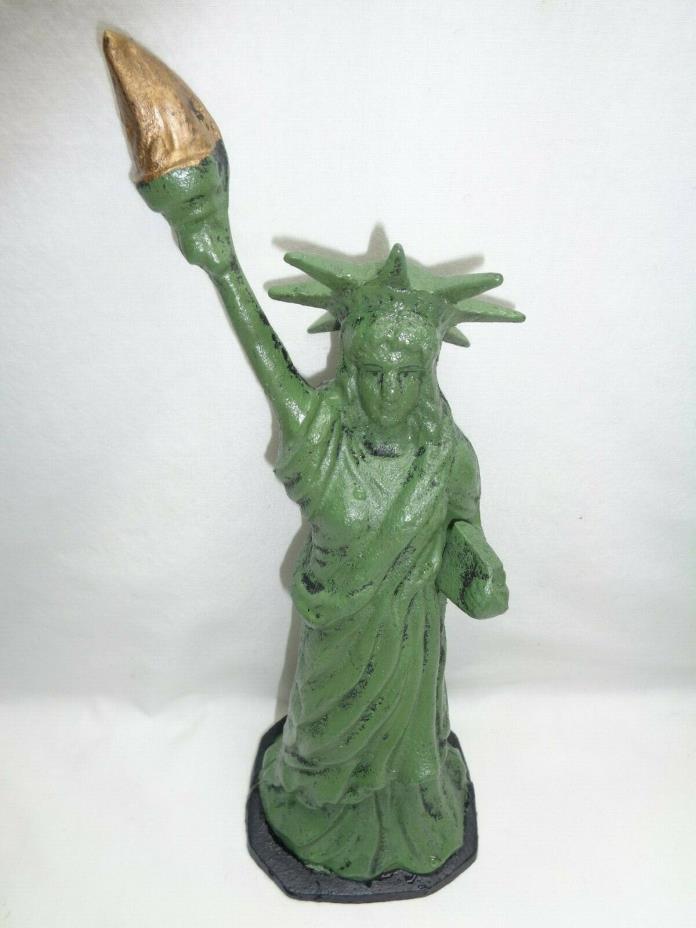 Vtg Cast Iron Statue Of Liberty Door Stop Torch Light Bearer Monument Sculpture