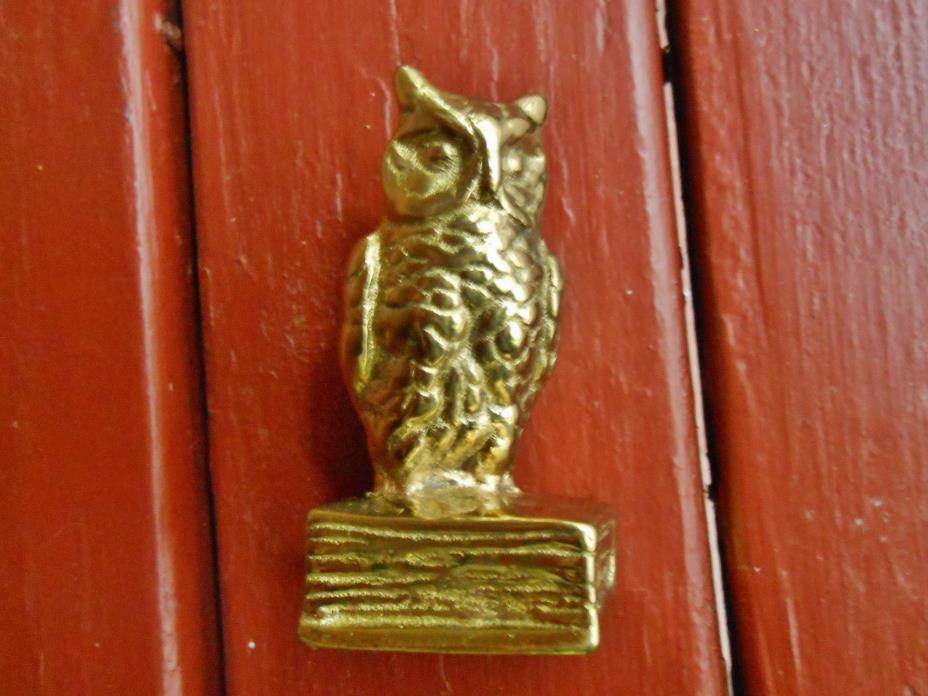 BRASS OWL PAPERWEIGHT SAND CAST VIRGINIA METALCRAFTERS CLEAN WELL HALLMARKED