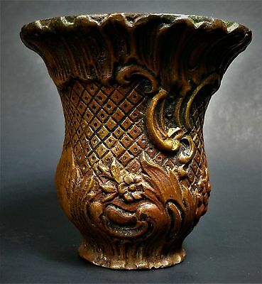 Art Nouveau Bronze Flower Bud Vase Belgium Antique Cabinet Mantle Shelf Vase
