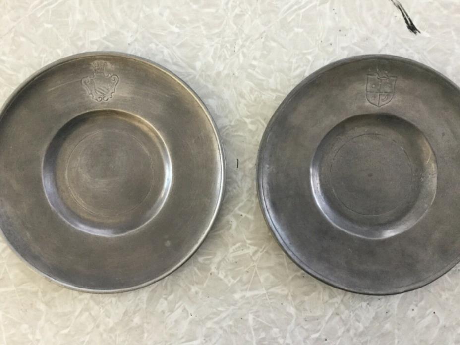 (2) Antique Pewter Plates Marked, History unknown. PLS SEE PICS