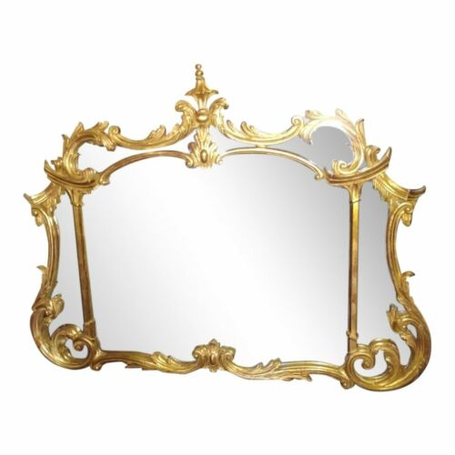 Vintage Gold Gilt Baroque Hollywood Regency Chinoiserie Ornate Mirror Italy