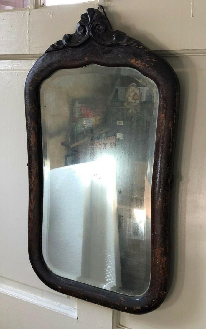 Vintage wood wall mirror Art Nouveau Victorian heavy mirror damage