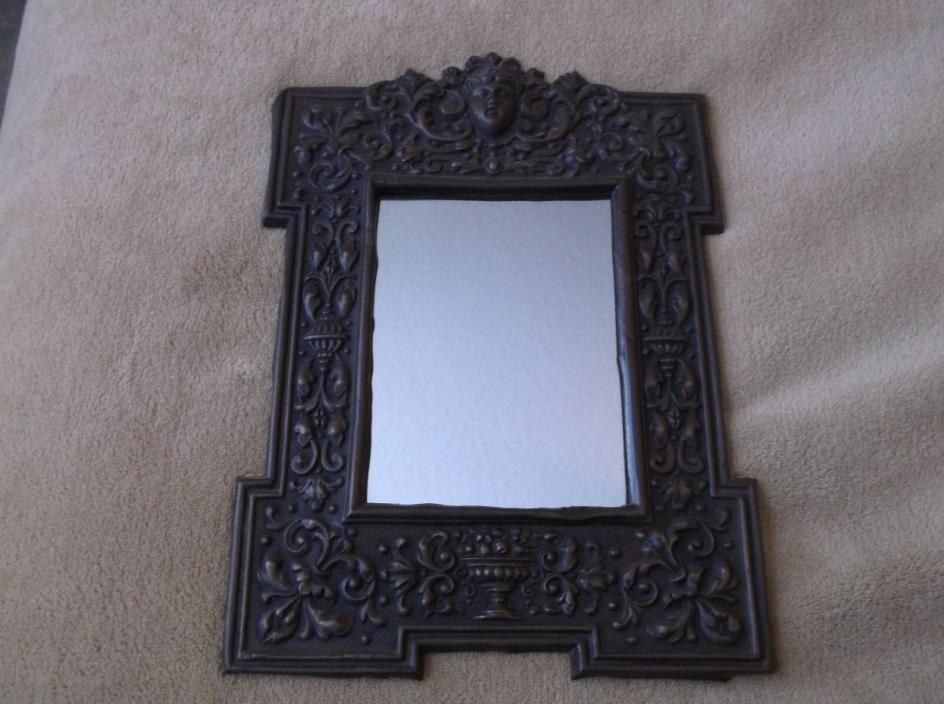 antique mirror or picture frame bronze  1800's lady at center