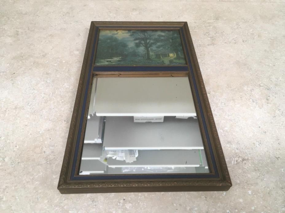 Antique Trumeau Mirror with nice wood frame 14.5