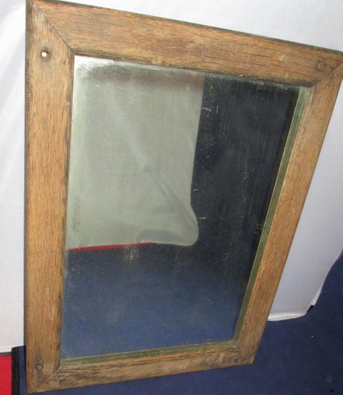 ANTIQUE OAK FRAMED EDGE WALL MIRROR