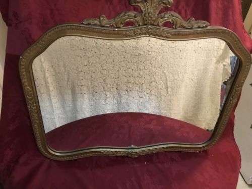 Antique Ornate Over Mantel Or Buffet Mirror