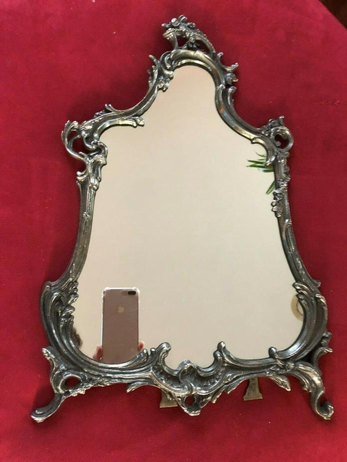 Vintage Dresser Top Mirror Silver Ornated  FRAME Large 19,5