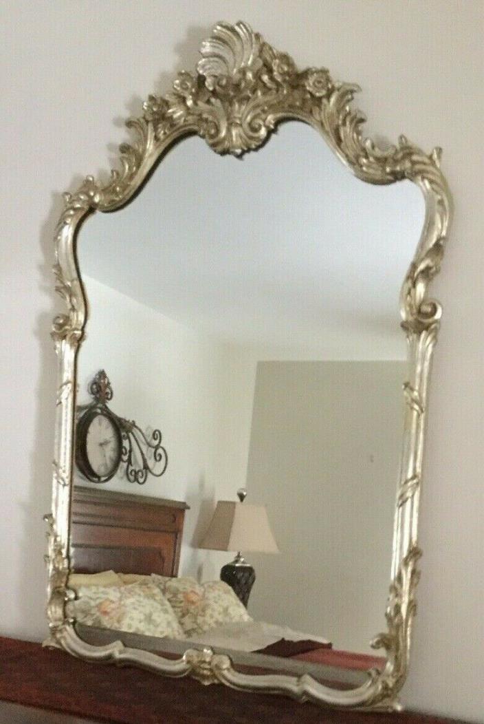LaBarge Silver Gold Gilt French Louis XV Style Mirror Elaborate Scrollwork