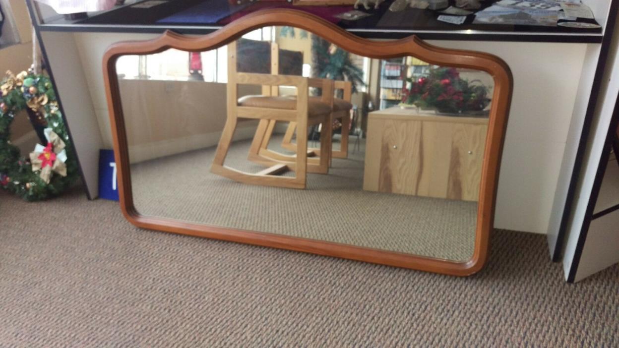 Antique hardwood arch top mirror heavy