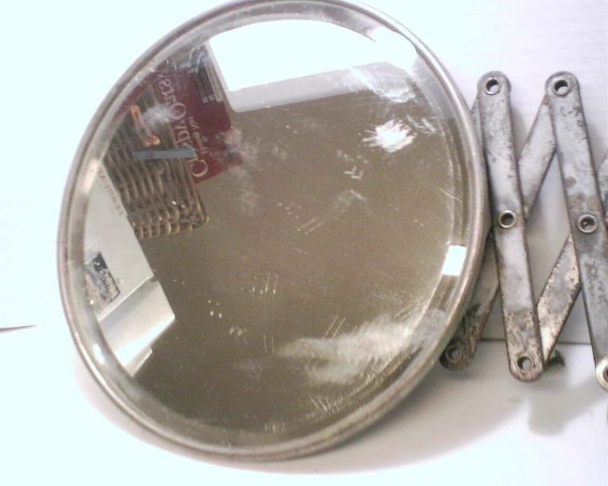 ANTIQUE SHAVING / MAKEUP  ACCORDION SWIVEL ARM 10 INCH BEVEL GLASS MIRROR 1930'S