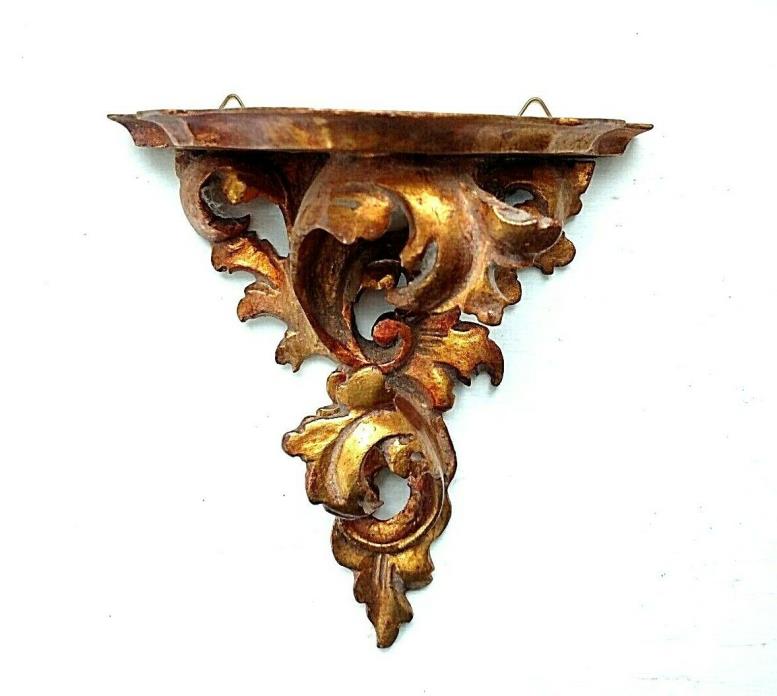 Antique Italian Gilded Rococo Florentine Wall Shelf Hand Carved Guilt Wood