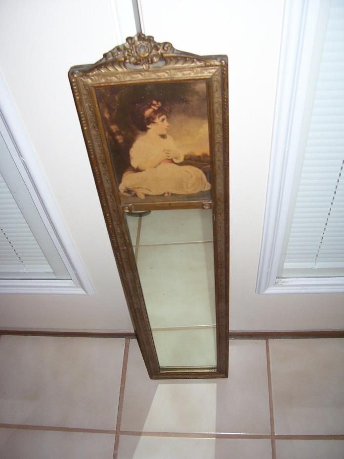 Antique mirror with painting picture photo of child girl 6