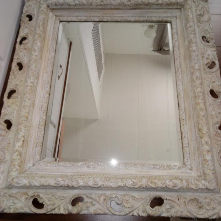 Antique Reticulated Beveled Glass Wood Carved Mirror Italy 1800's