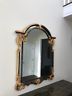 Hollywood Regency Style Wood Carved Mirror 18 Carat Gold & Black Crackle Paint