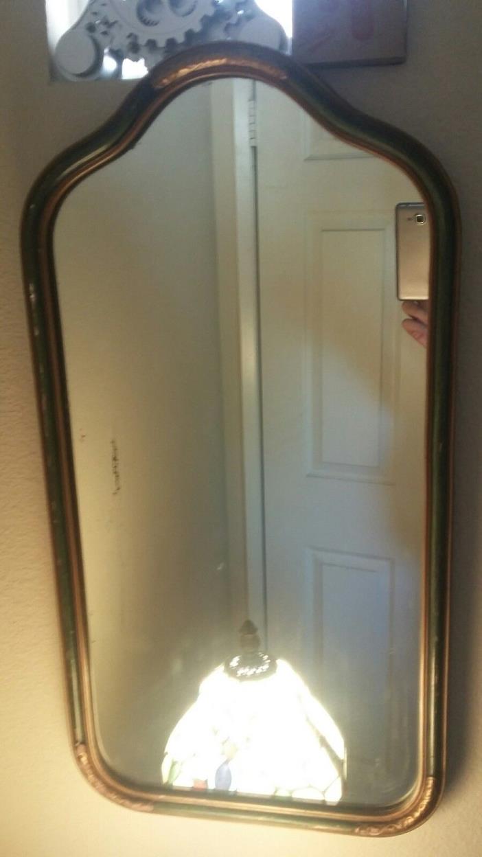 Vintage Antique Wood Hanging Mirror 25'' x 13'  Condition AS IS