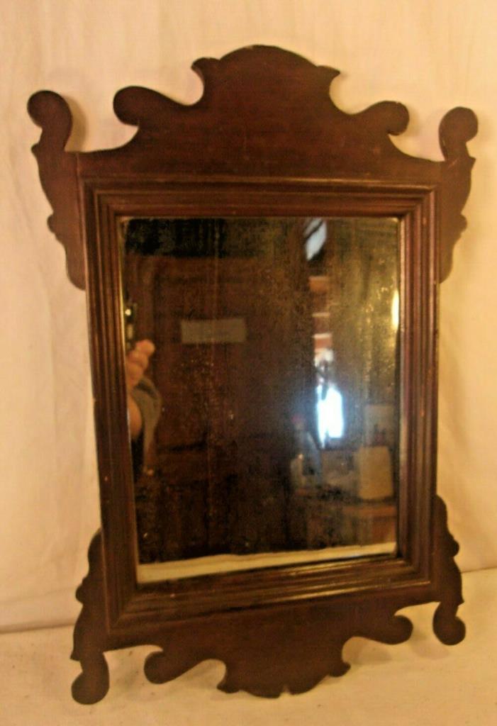 Antique chippendale style framed mirror 12x18 1/2 mirror 9x11 1/4