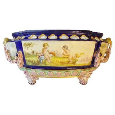 Antique French Porcelain “Putti” Bowl with RARE Figural Handles