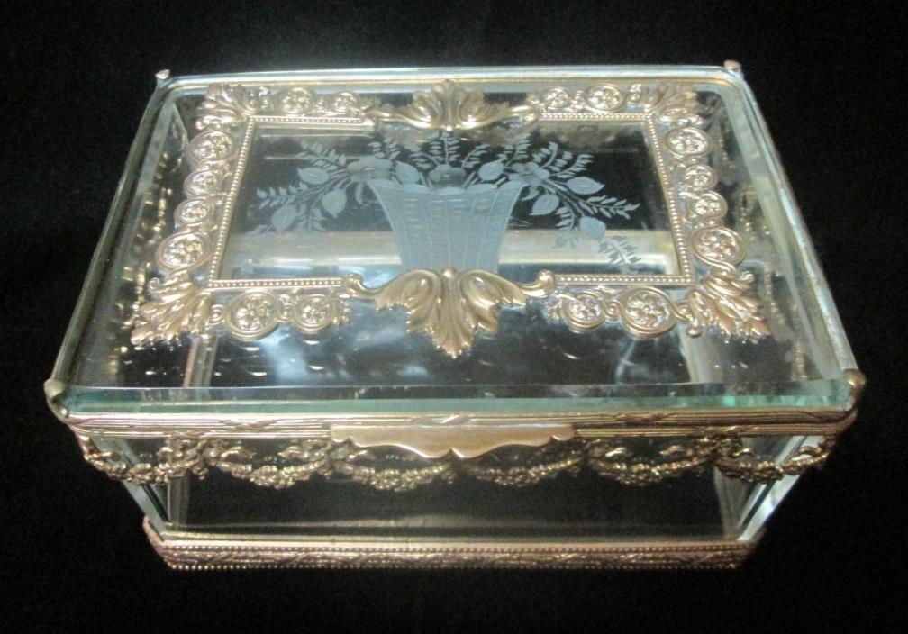Antique Napoleon 111 Baccarat Crystal & Ormolu Casket Box