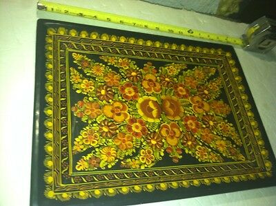 Paper Mache Tray. Stunning Hand Painted Floral. A Must See