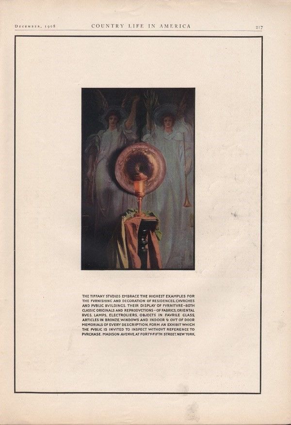 1908 DECOR HOUSEHOLD TIFFANY STUDIOS FURNITURE DECOR LAMP AD 8191