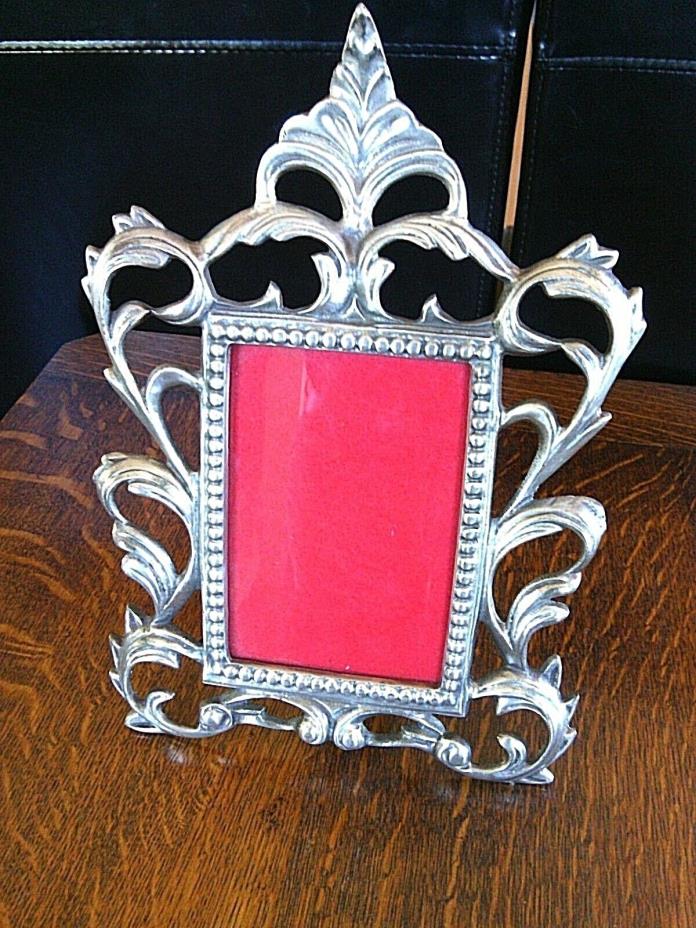 Vintage Picture Frame Metal Freestanding Art Deco Style Rectangle 3.3/4 x 5.3/4