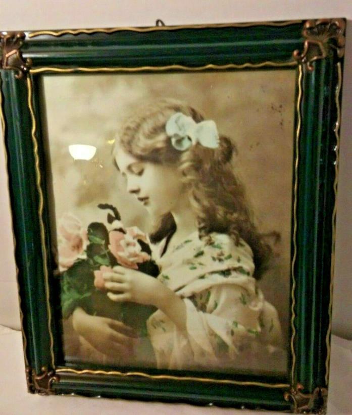 Photo Frame 8 x 10 Antique Emerald Green with Brocade Corners