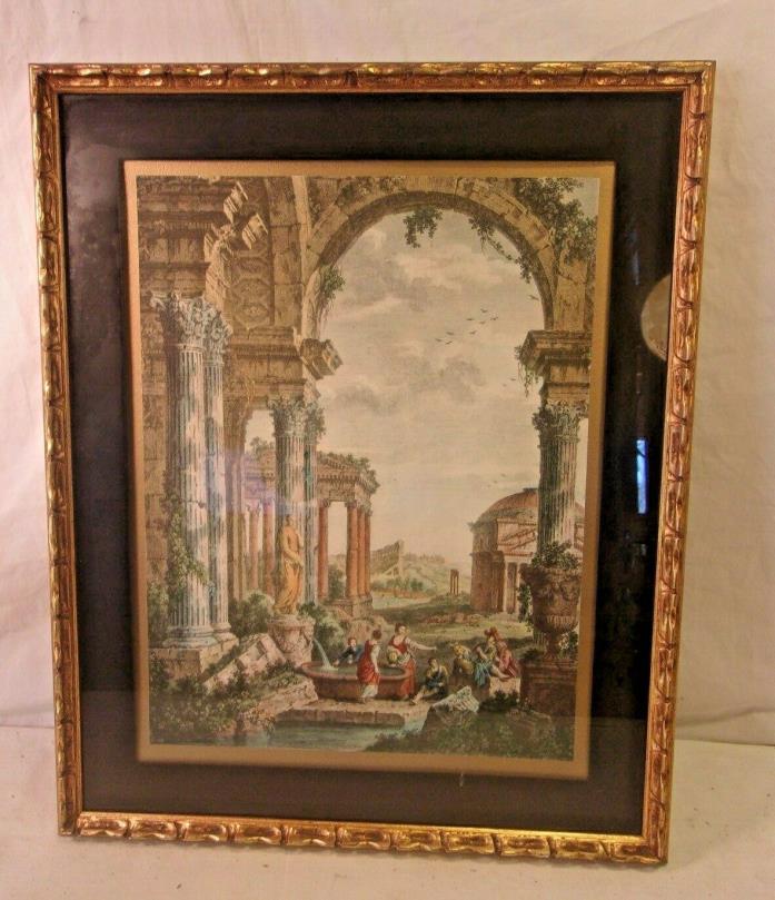 Antique carved GOLD LEAF frame with print 21 1/4 x 26  holds 19 3/4 x 24 1/2