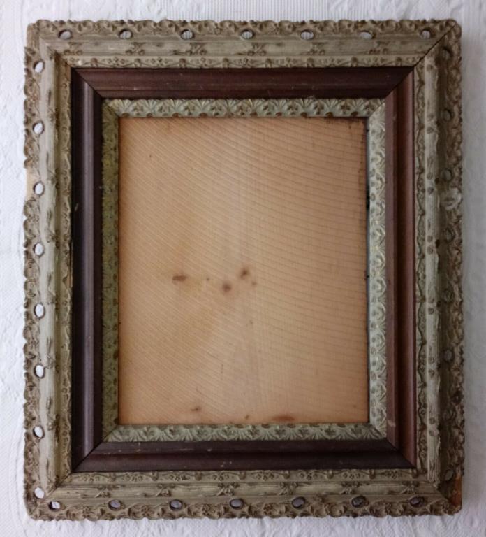 Antique Victorian Reticulated Gesso Wood Gold Painting Picture Art Frame Large
