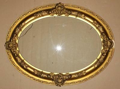 Vtg Gold Victorian Curved Dome Glass Gesso Picture Frame w/ Convex Bowed Glass