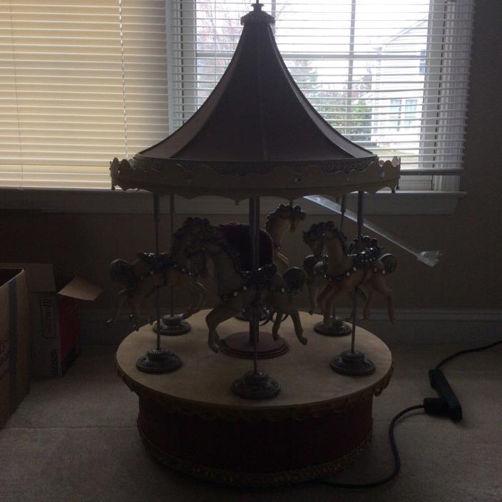 Antique wooden automatic carousel with Crystals